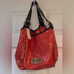 NWT Kathy Van Zeeland, pink satchel bag, minor damage, see pics